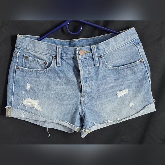 BDG Pants - BDG Light Blue Jean Shorts Distressed Raw Hem Button Fly Size 27